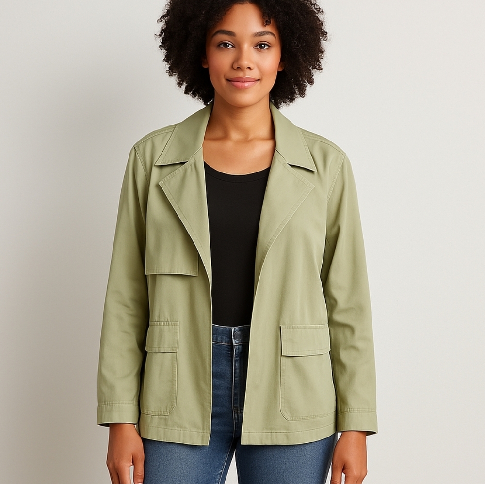 🧵Bagatelle Collection Utility Jacket Women’s Size L – Light Sage Khaki (Ref 22)